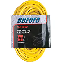 Vinyl Extension Cord with Light Indicator, Outdoor, SJTOW, 12/3 AWG, 15 A, 3 Outlet(s), 10