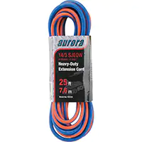 TPE-Rubber Extension Cord with Light Indicator, All-Weather, SJEOW, 14/3 AWG, 15 A, 3 Outl