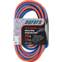 TPE-Rubber Extension Cord with Light Indicator, All-Weather, SJEOW, 12/3 AWG, 15 A, 3 Outl