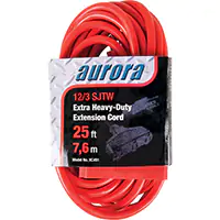 Vinyl Extension Cord, Outdoor, SJTW, 12/3 AWG, 15 A, 3 Outlet(s), 25'